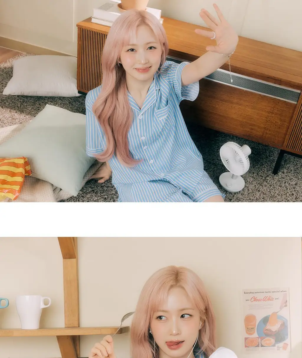 [해원 PICK] 도씨 실크핏 마리나 반팔 커플 잠옷 세트 상세페이지 5
